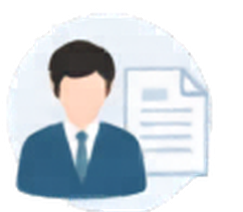退職者のアカウントと業務履歴を表す人物と書類